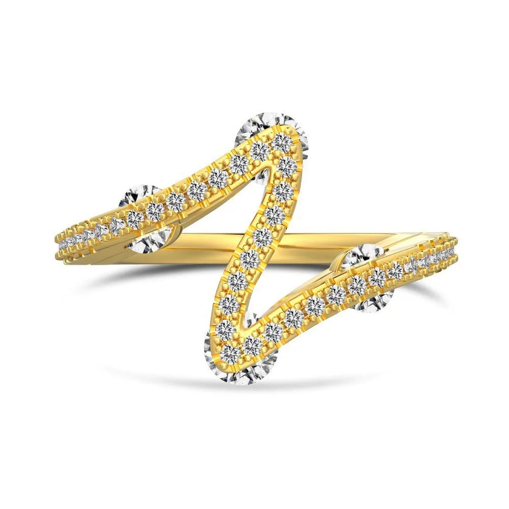 S925 sterling silver ring heart shaped geometric design with refined zircon electroplated platinum white diamond