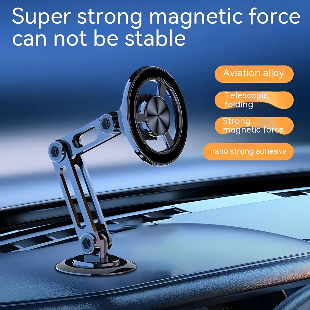 All-metal magnetic car phone holder with spare adhesive pads in multiple colour options