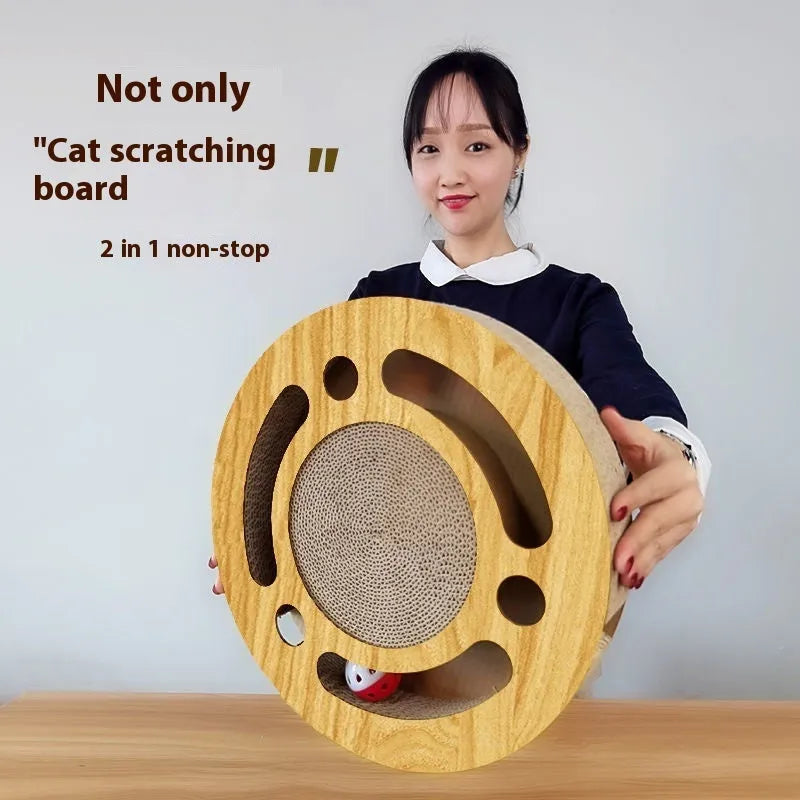 Corrugated paper cat scratching board in multiple shapes with included play ball