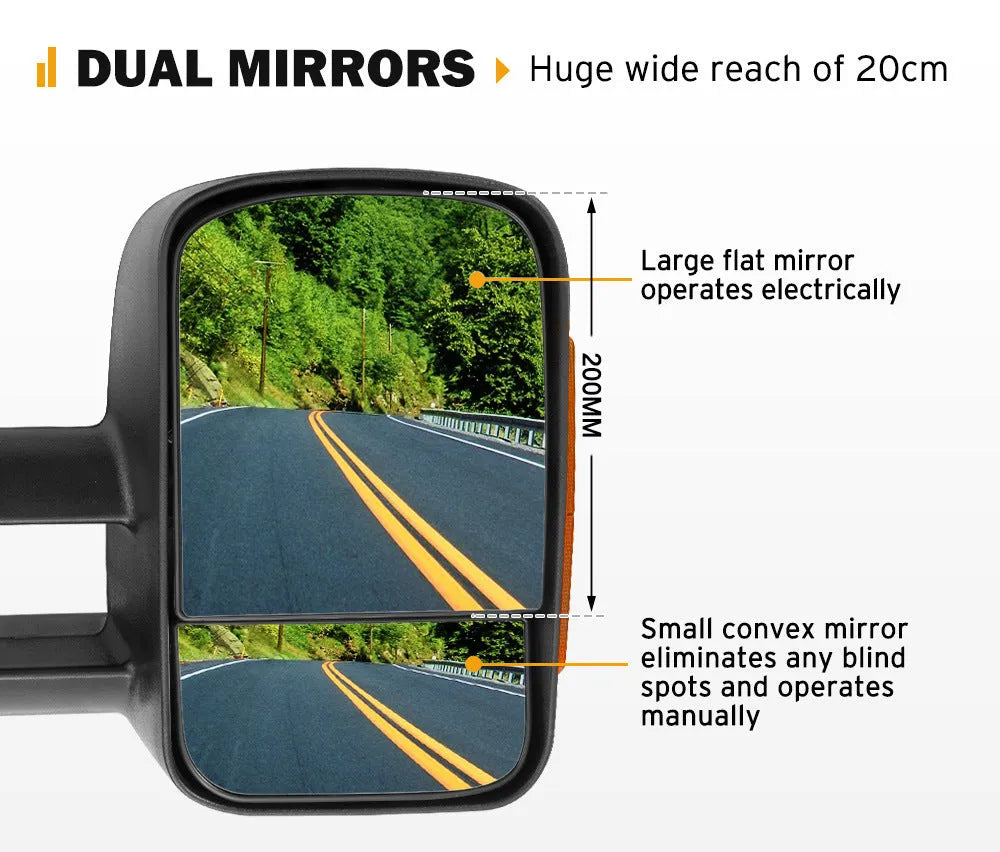 Black electric exterior rear view mirror with indicator light for Nissan NP300 D23 2015 onwards