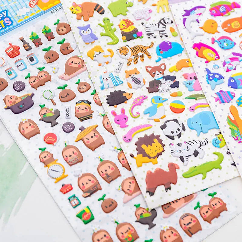 Cartoon three-dimensional bubble sticker featuring an alpaca design on a white background