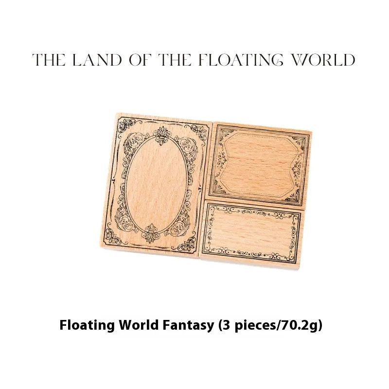Candy Posts Seal Baroque Fantasia wooden square seal with printed artwork for notebook decoration