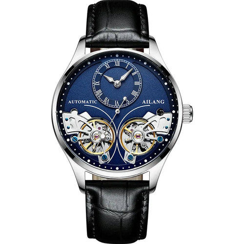 Automatic men's watch with tourbillon and moon phase complications in titanium case
