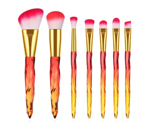 10 crystal-handled foundation brushes with artificial fibre bristles in colour options