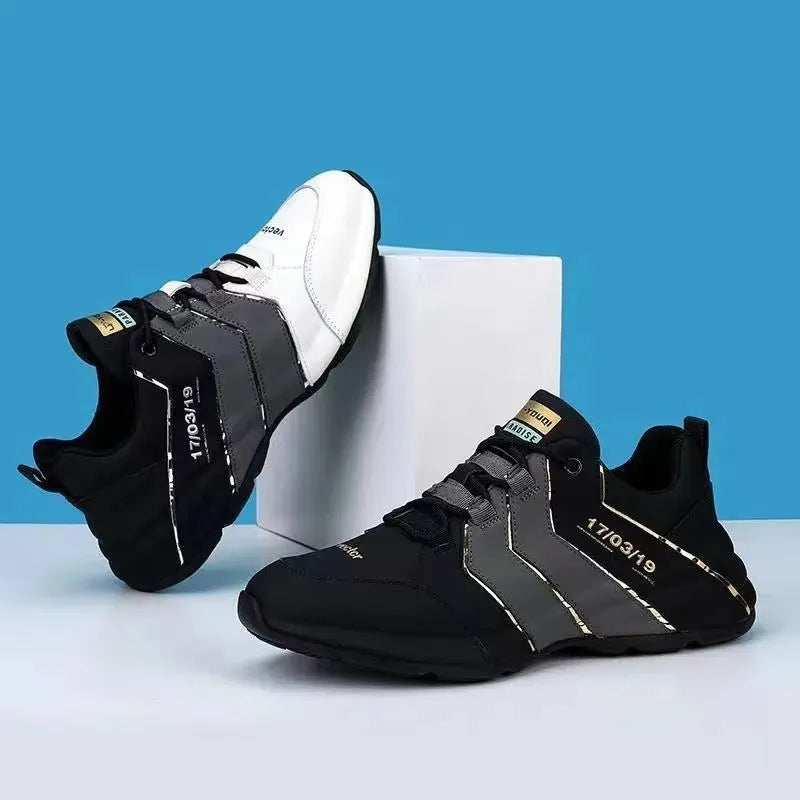Teenagers casual trainers with mesh lining and thick plastic soles in black and grey colour