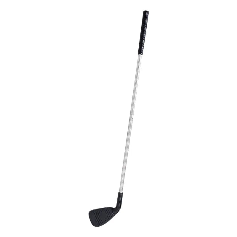 Metal golf practice club shown in two colour options: adult club and children's club for outdoor sports.