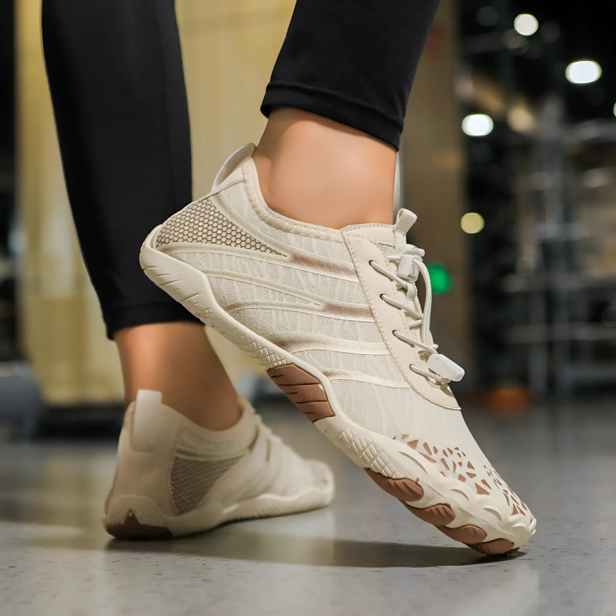 Casual unisex beach running shoes in Lycra stretch fabric, shown in beige, black, blue, grey, and white powder colour options.