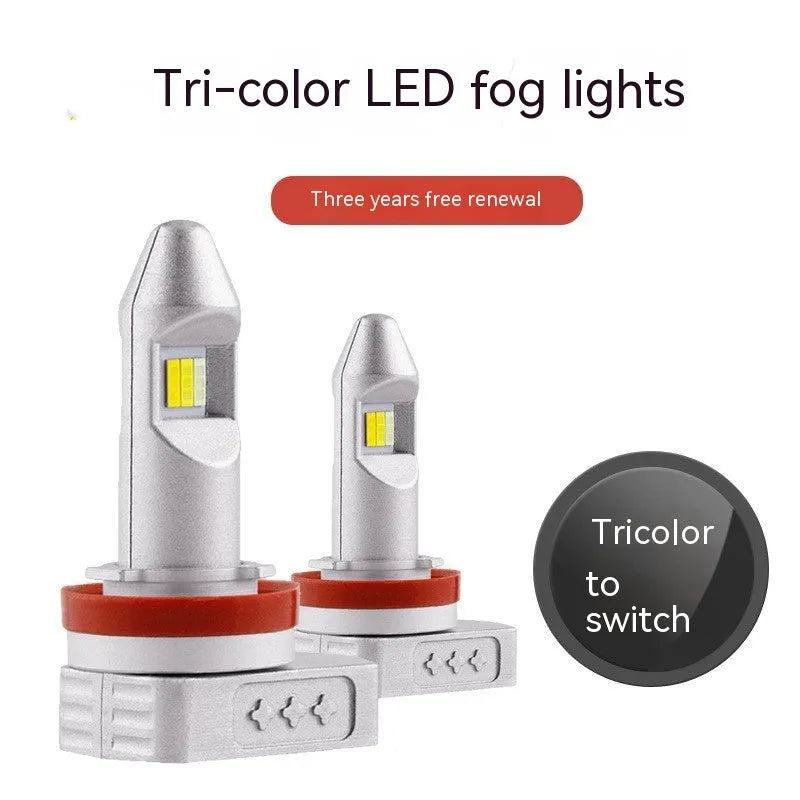 LED car fog lamp retrofit bulb with aluminium housing for universal vehicle fit.