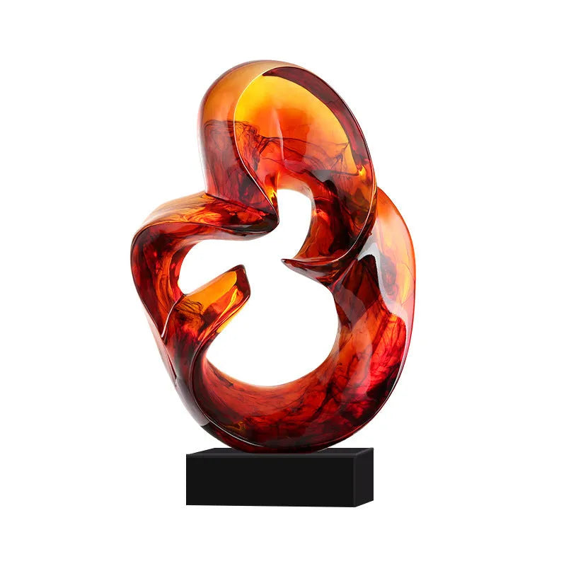 Transparent resin craft ornament in modern simplicity style, available in blue and orange red colour options