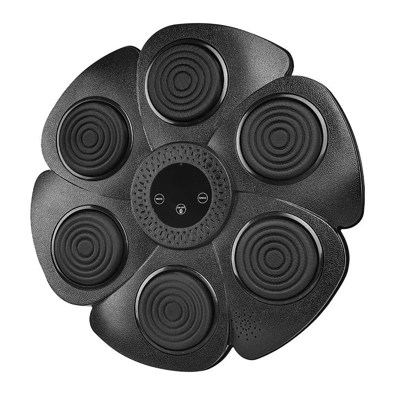 Black smart music boxing wall target with LED lights and included half-finger Velcro glove.