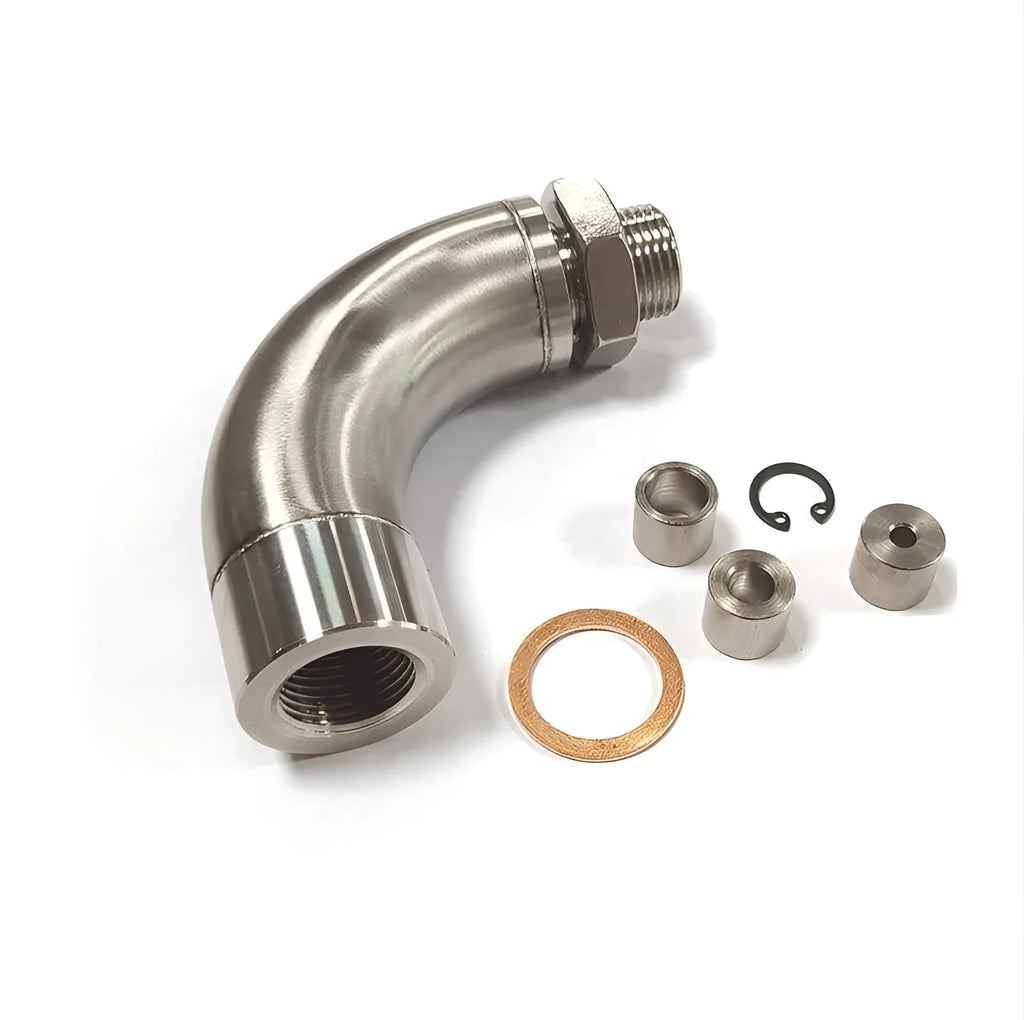 Automotive M18 x 1.5 temperature sensor adapter flow valve component with finishing grade machining