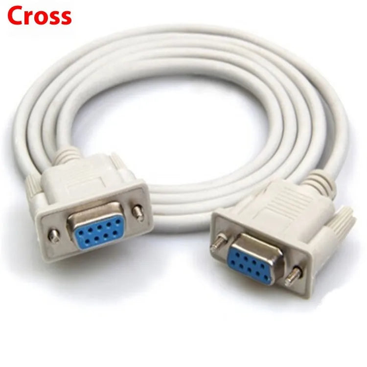 DB9 female to female RS232 serial cable, 1.5 metres long, milky white colour