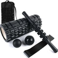 33cm black fitness foam roller with six segmented pieces for muscle massage