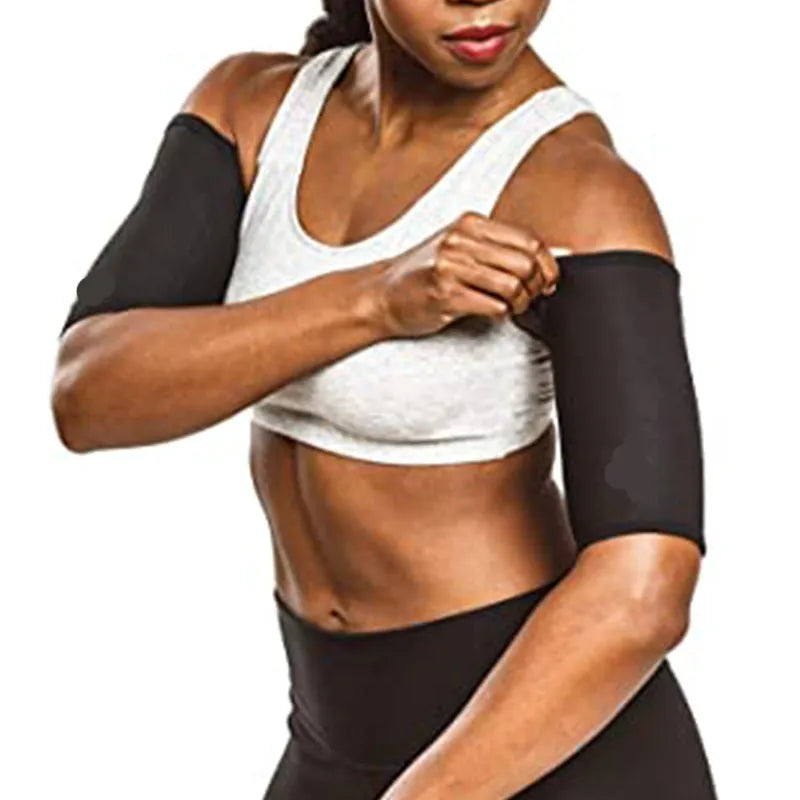 Blue and silver sports arm band sweatband shown with size tags for S/M, L/XL, XXL/3XL, and 4XL/5XL.