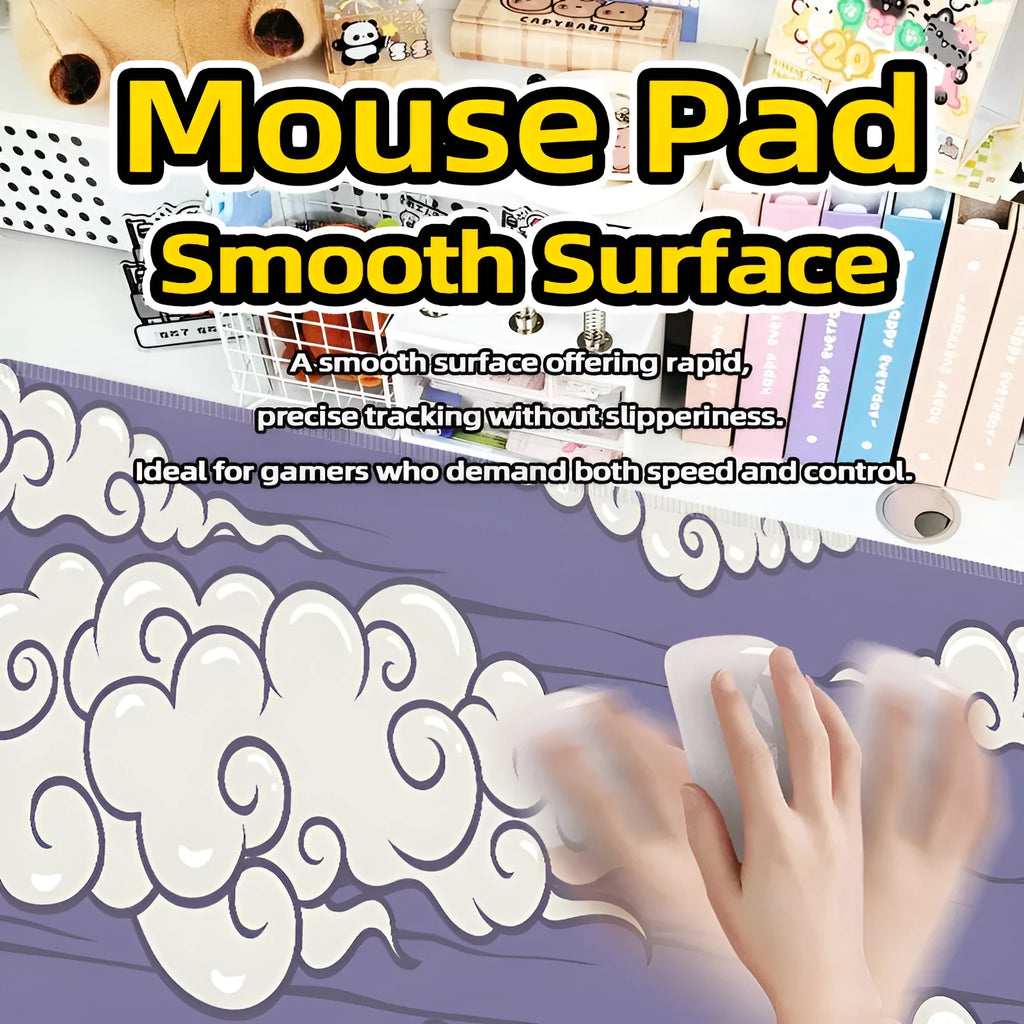 Large Japanese-style minimalist desk mat with non-slip rubber base on a wooden desk.