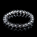 Natural Donghai old materials white water round crystal bracelet with geometric design on wrist.