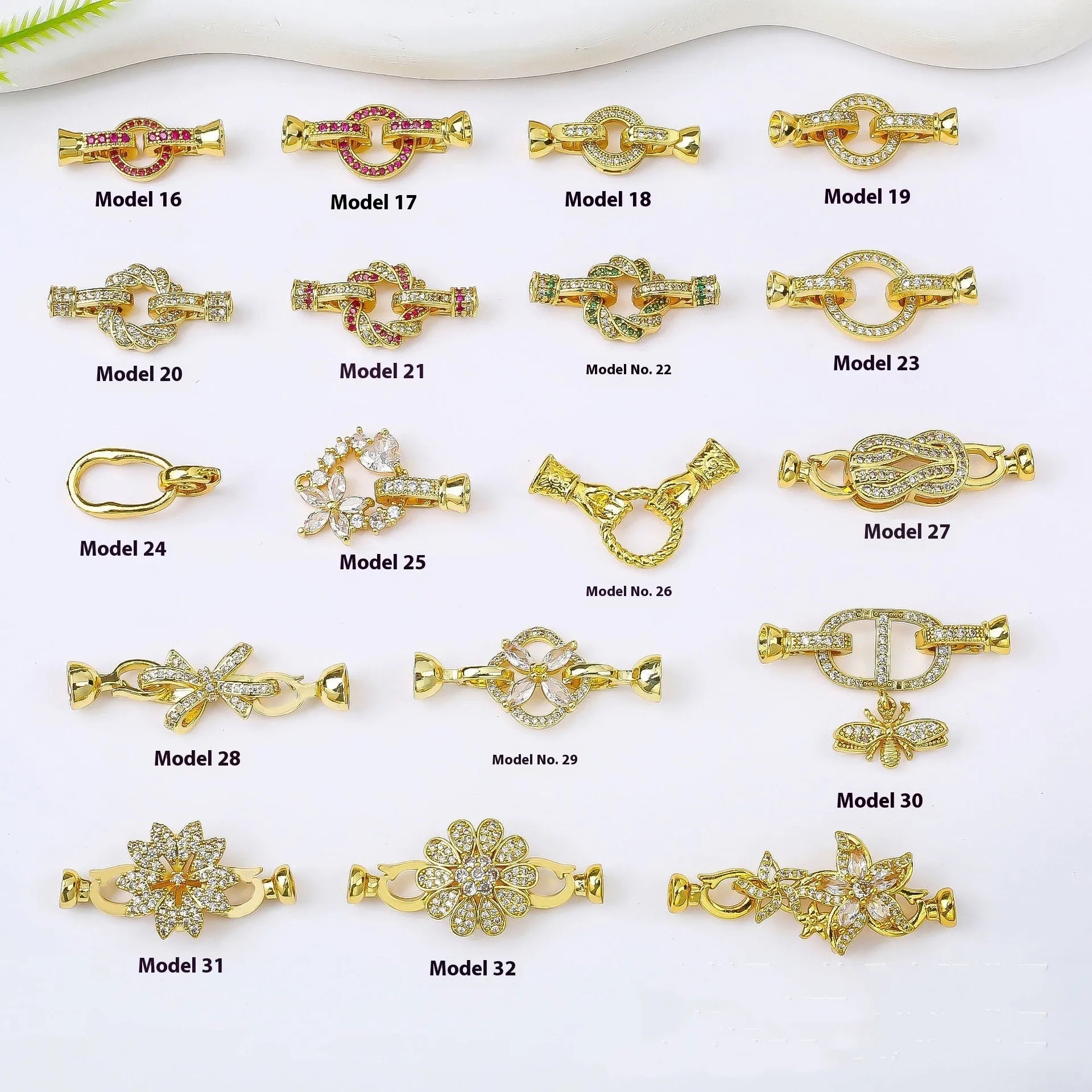Small gold-plated chain buckle for necklace jewellery making with electroplated finish
