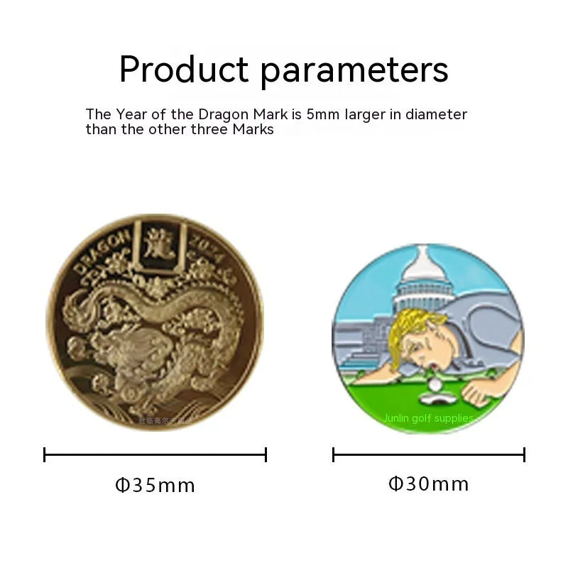 Zinc alloy hat clip featuring personalised dragon year golf accessory design