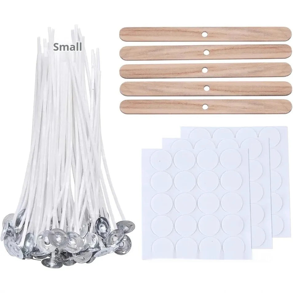 White cotton candle wicks in 2.6cm, 6cm and 8cm lengths for DIY candle making projects