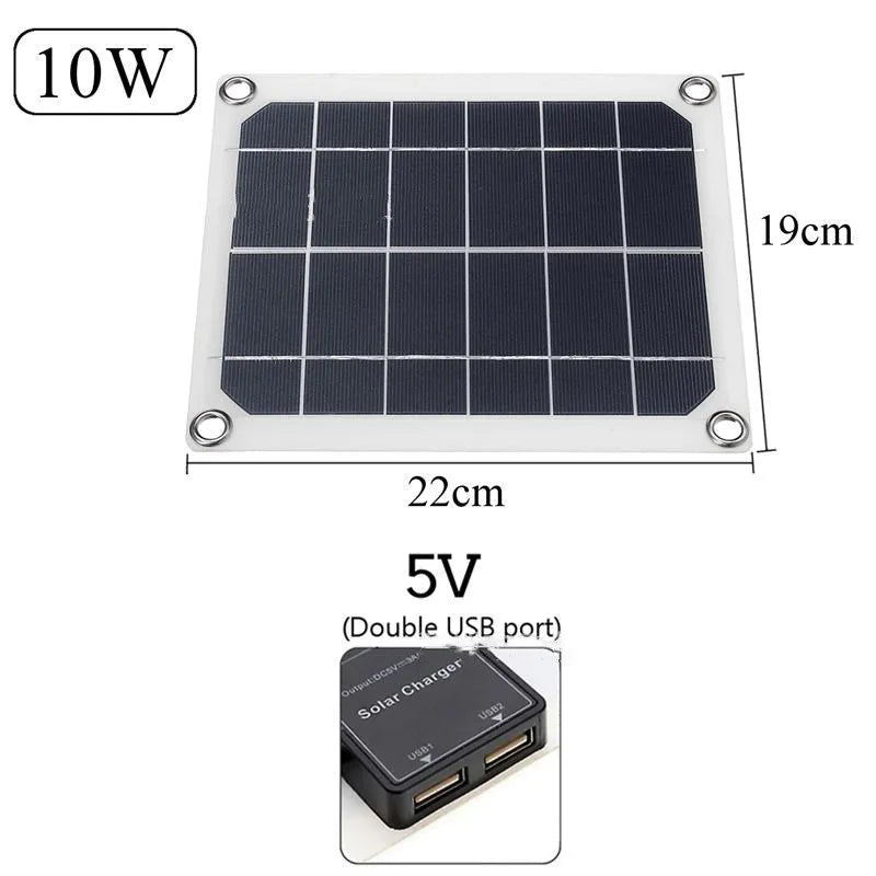 Polysilicon solar panel with dual USB ports for outdoor charging of mobile devices