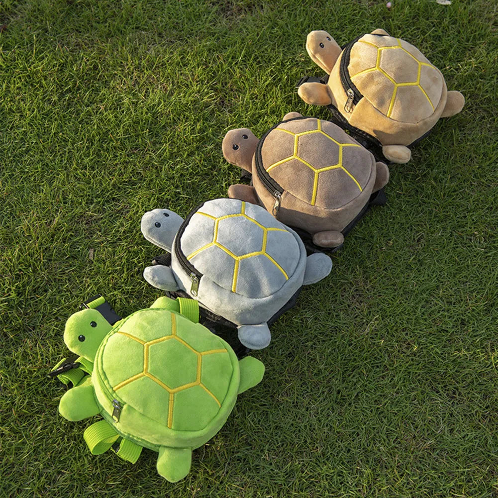 Turtle-shaped dog backpack harness vest in velvet with metal zipper, dimensions 20 x 18cm