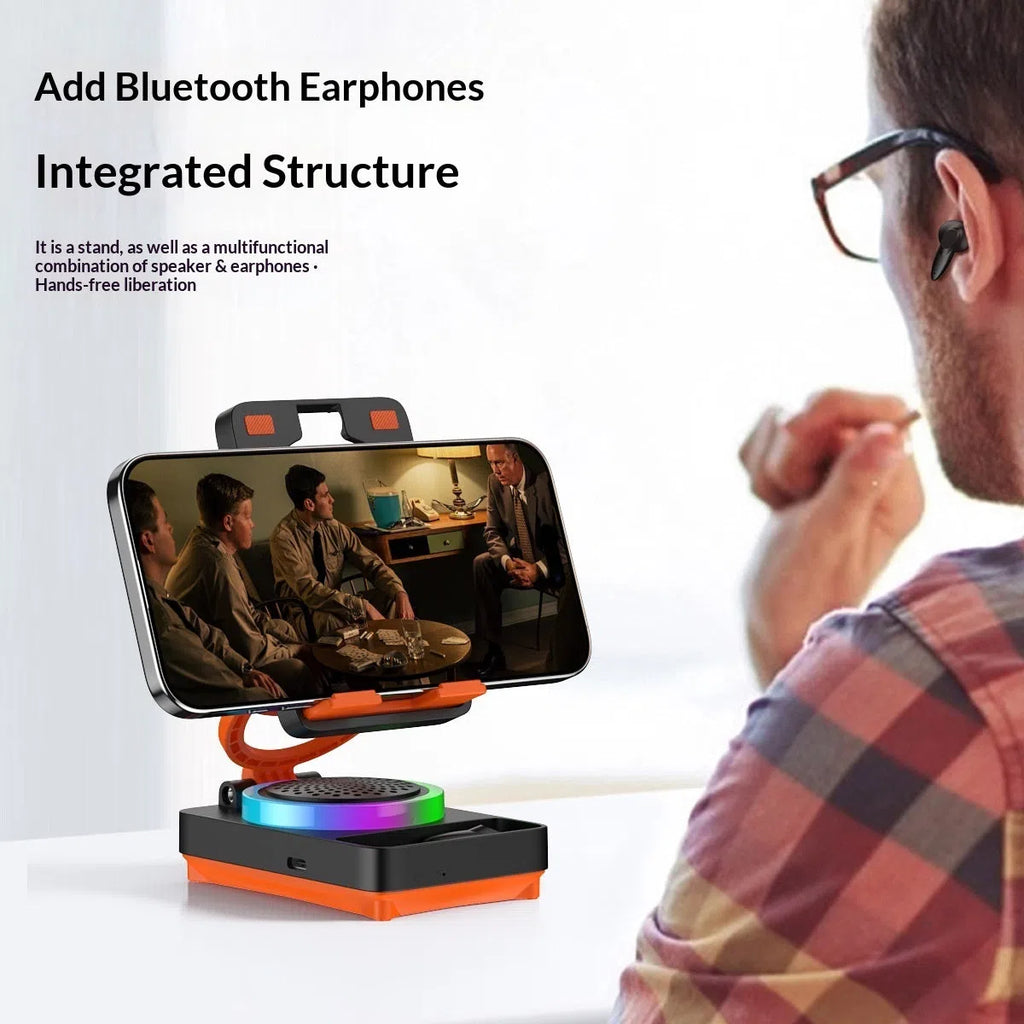 Multifunctional mobile phone holder with built-in 3W speaker, available in black and white