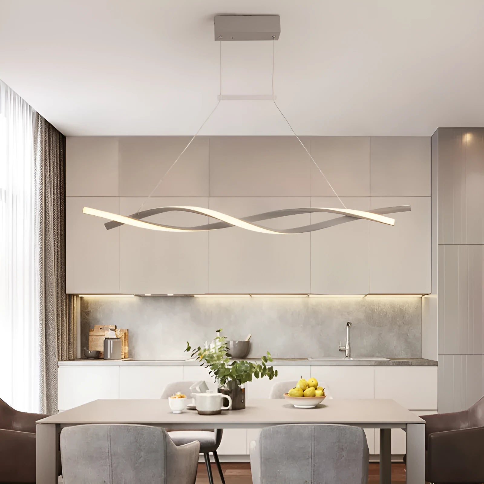 Nordic modern minimalist LED pendant light in gold finish with 32W, for living or dining room