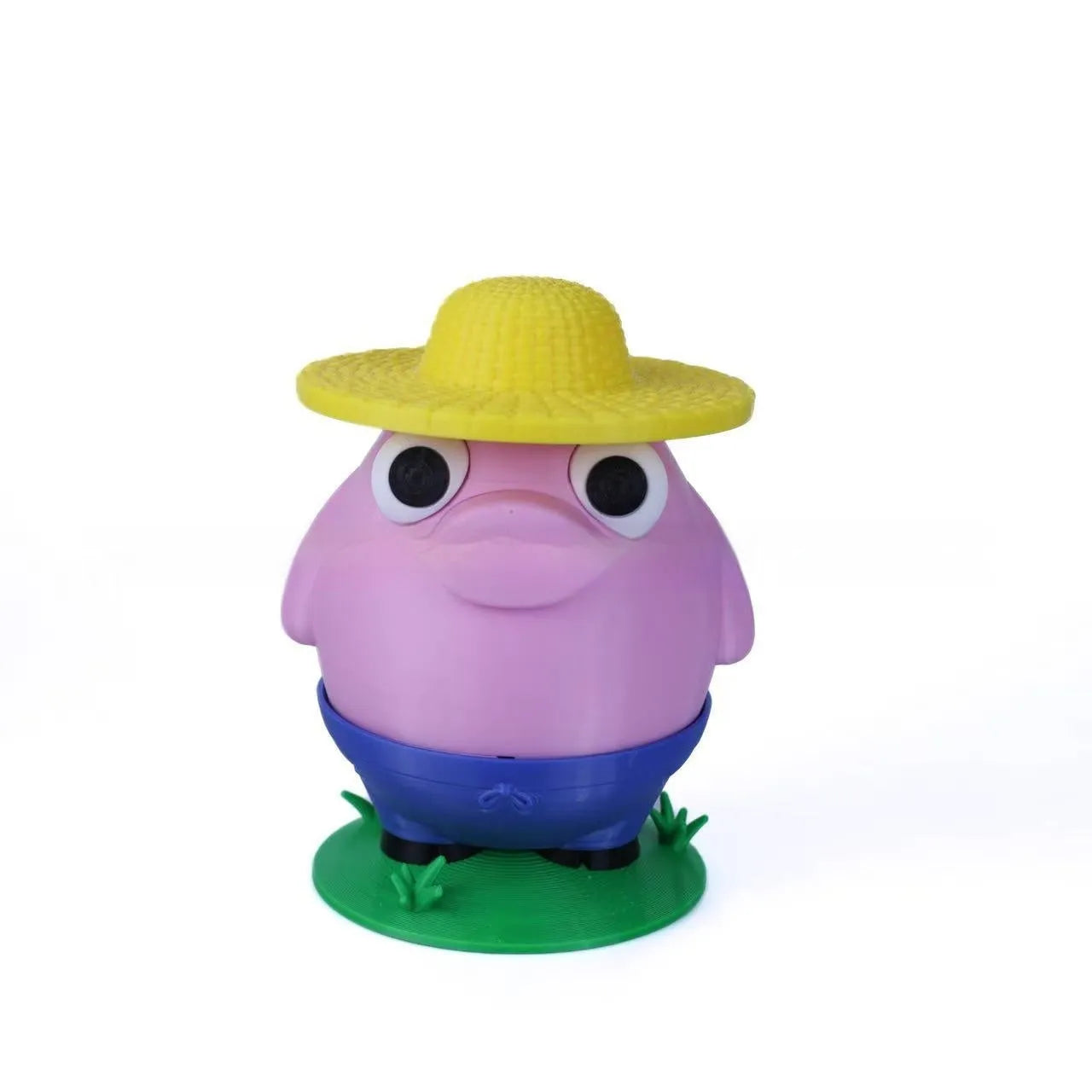 Creative farm animal coin bank in pink plastic, 17 cm wide, sculpture style for desk