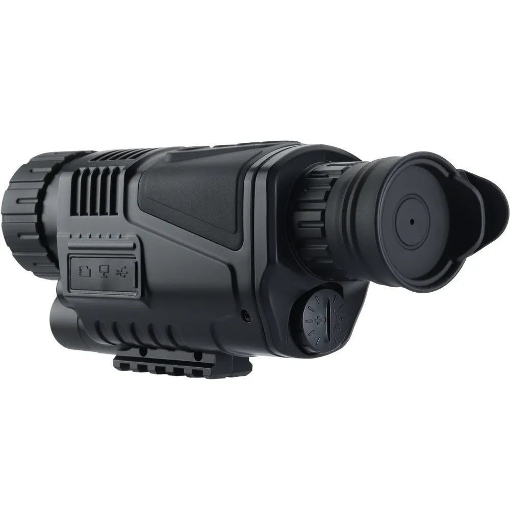 NV300 infrared digital night vision telescope with 40mm lens on table with storage bag and cables