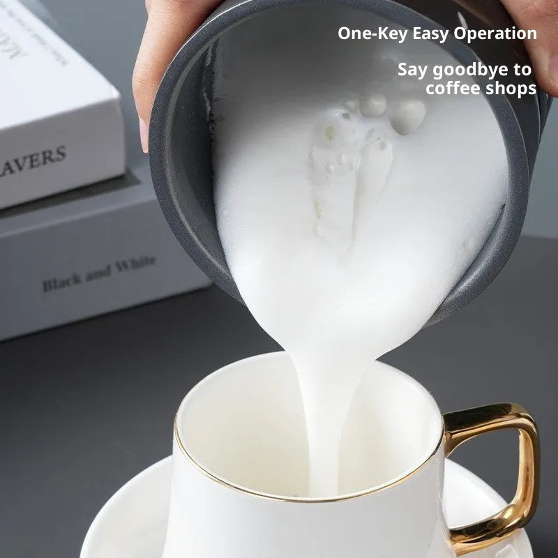 Magnetic small electric stirring milk frother 430ml 304 stainless steel touch operation white EU plug