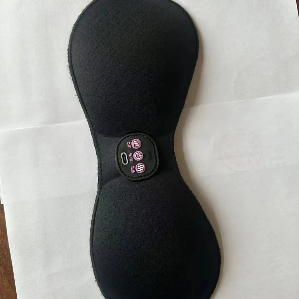Black electric massage chest paste stickers with three-key English control liner for vibration massage.