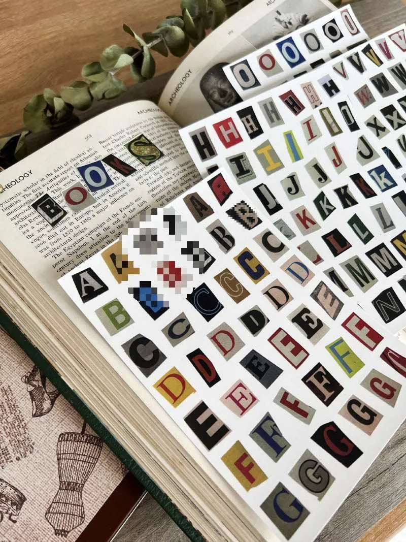 English letters and numbers symbol label sticker sheets with colour printing showing alphabet sets and weekly words
