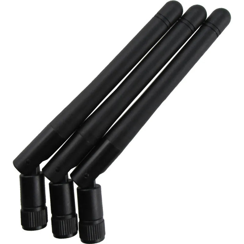2.4G wireless module router antenna with 50 Ohm impedance, black cable, crochet Hoy mount, on white background
