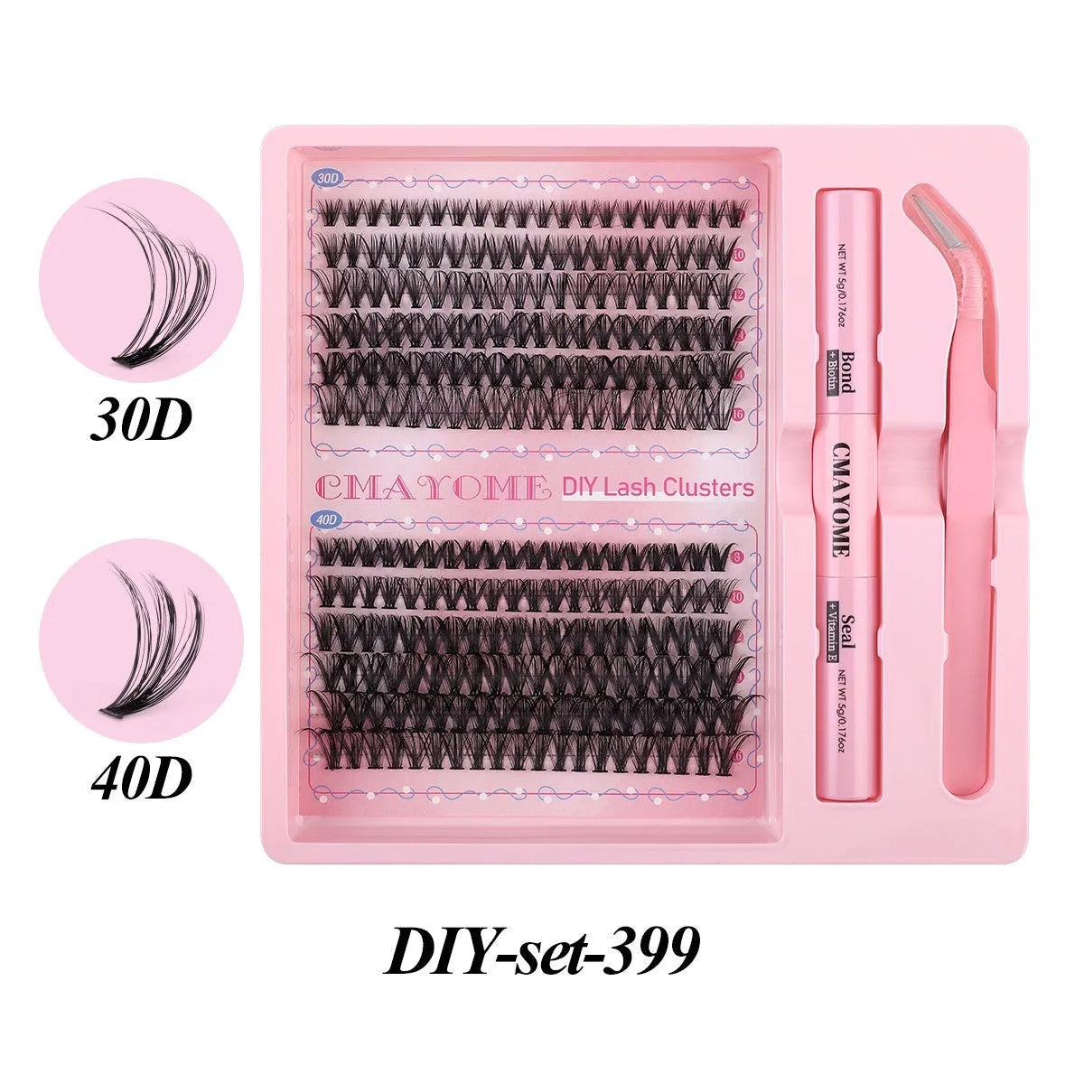 DIY single cluster false eyelashes with artificial fibre construction for natural thick mixed split type look