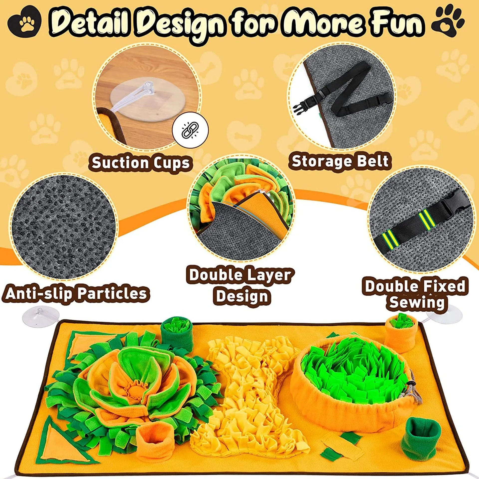 Large green plush snuffle mat for dogs to sniff treats from folds during interactive feeding