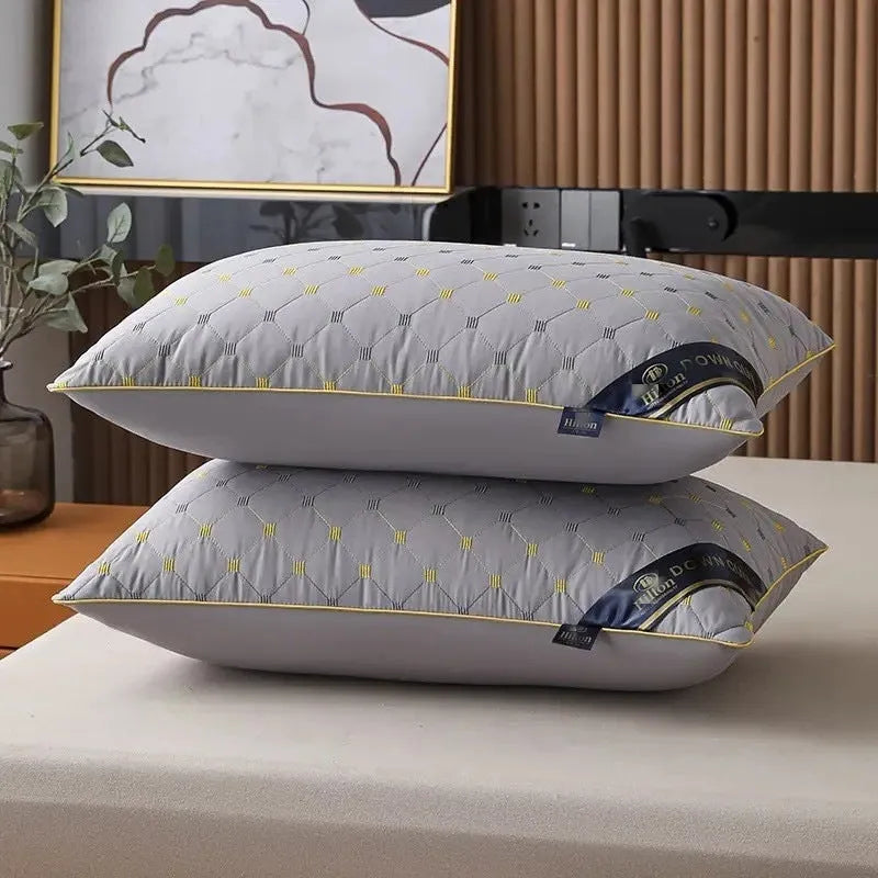 Polyester fibre core bed pillow in Argy Wormwood Light Blue colour, shown in 48x74cm size.