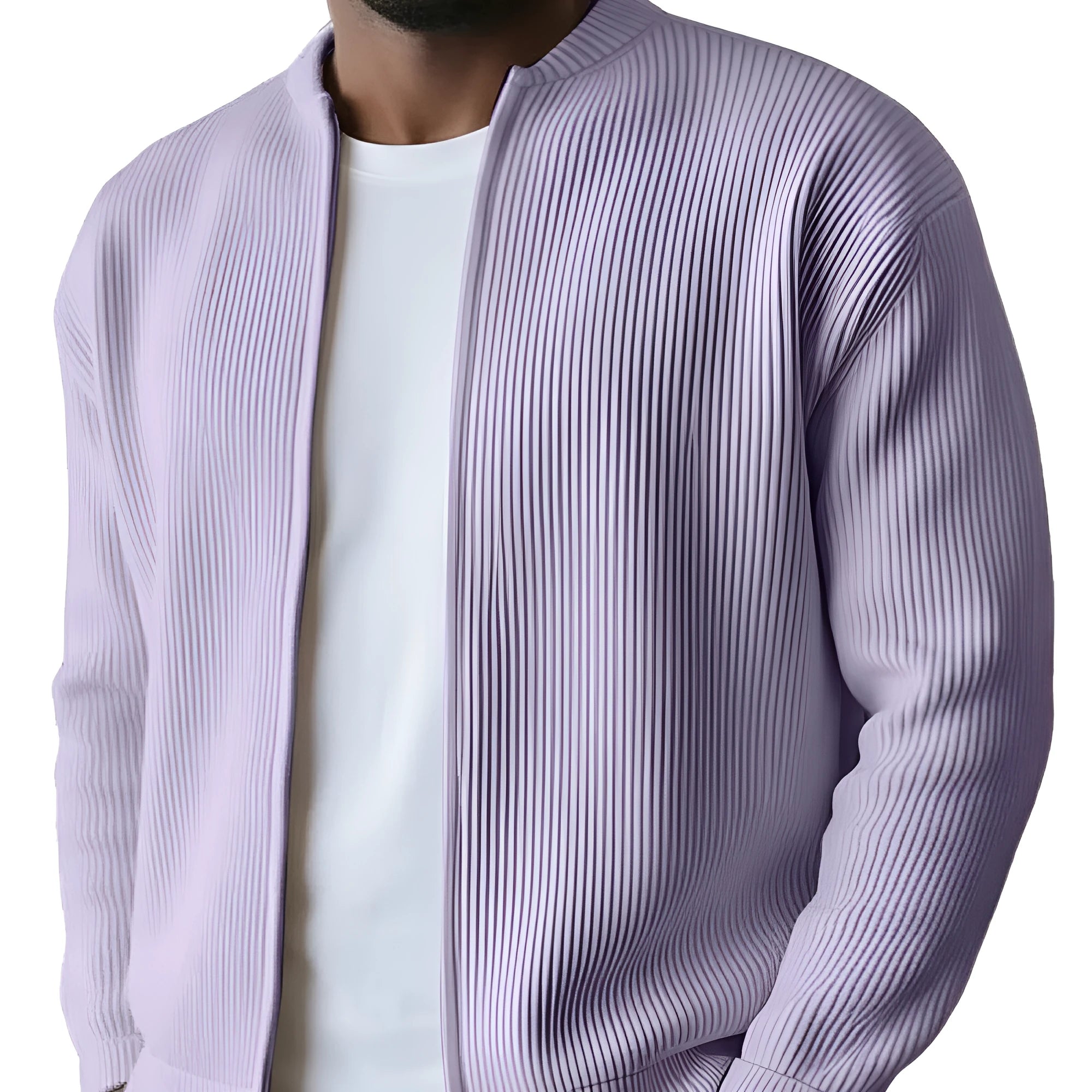 Men's casual sweater-style jacket in solid colour, made from polyester fabric, shown in a front view