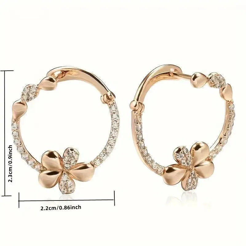 Round ring geometric earrings for women in electroplated copper colour EK13286-FD-01