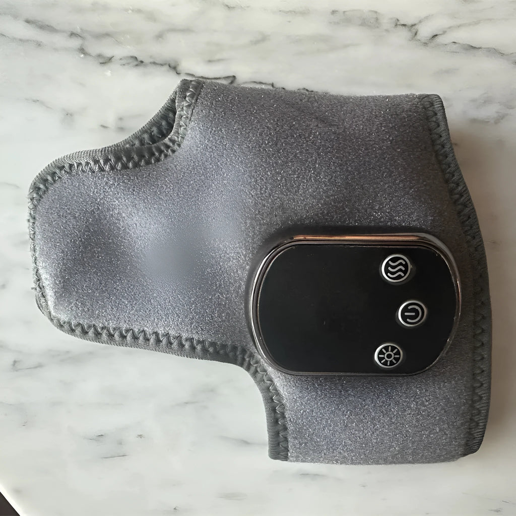 Grey electric heating ankle warmer massager with USB cable and computer control unit