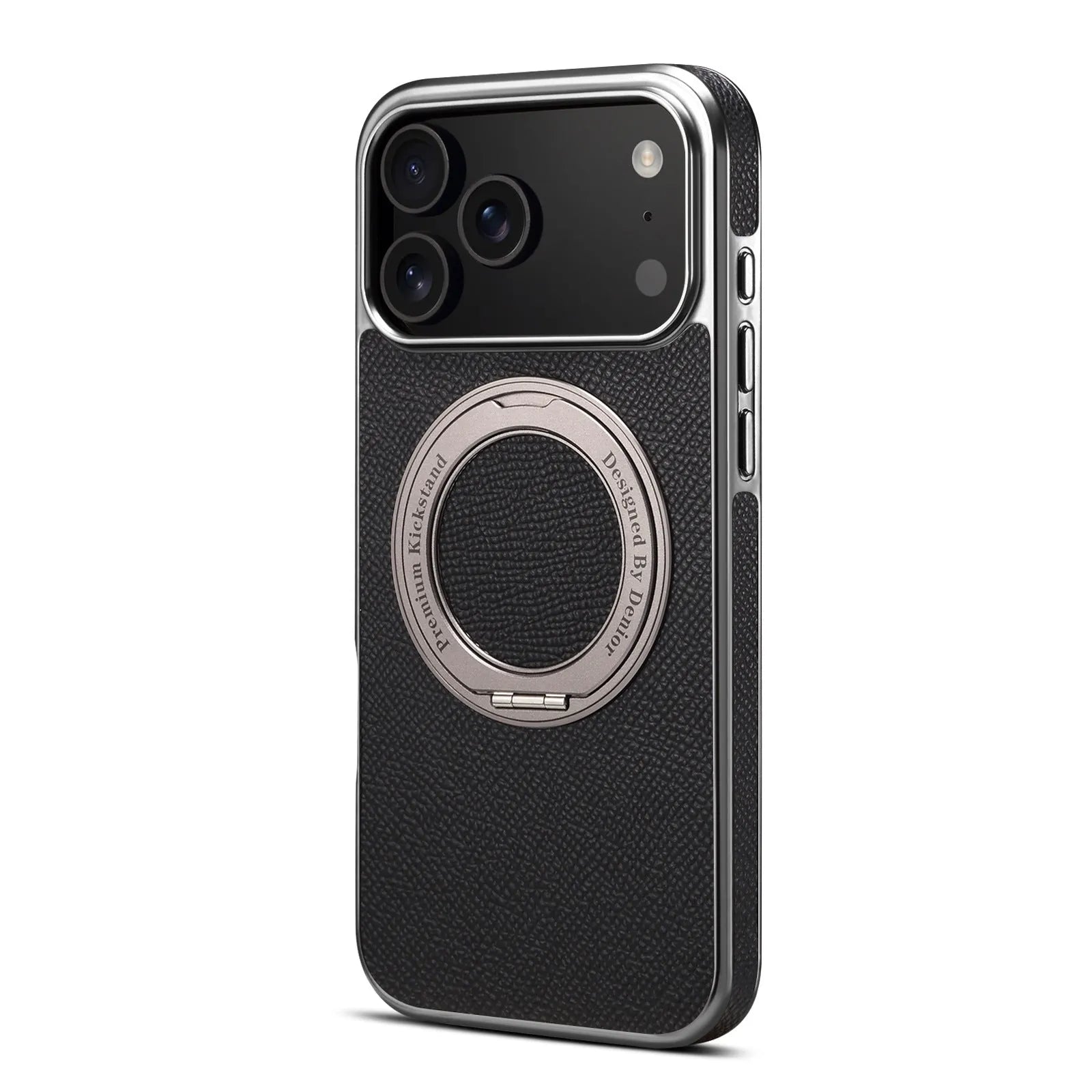 Denior genuine leather electroplating magnetic phone case with bracket for Apple iPhone