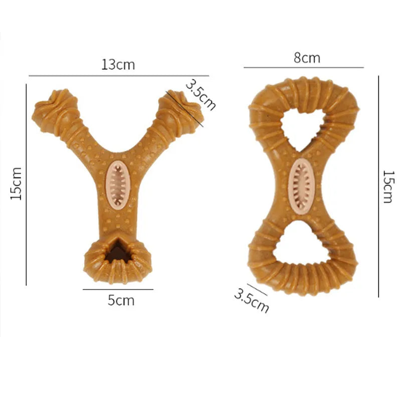 Natural rubber dog chew bone toy in 8-shape and Y-shape designs for dental cleaning