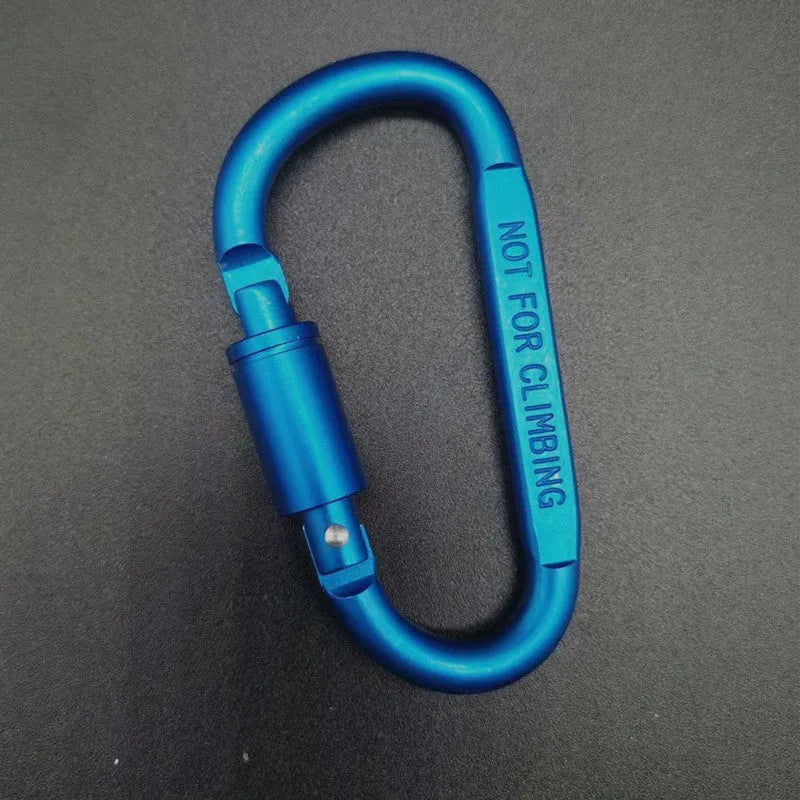 Aluminium D-type locking carabiner with 8cm flat profile in bright colours