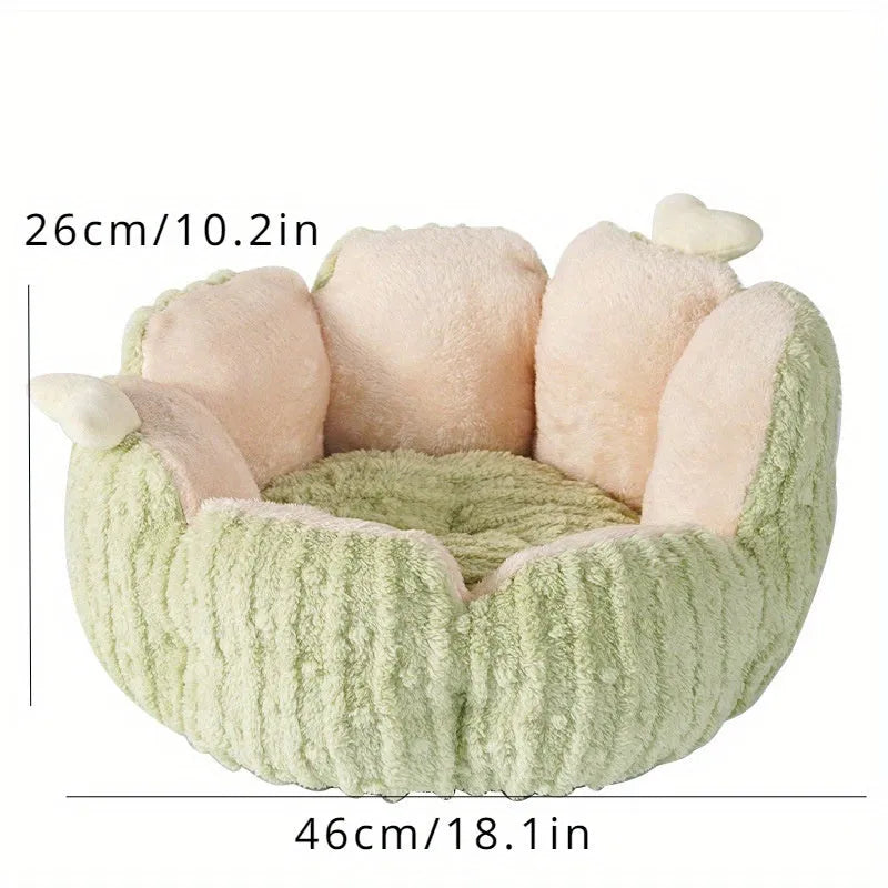Soft purple or green cactus-themed cat kennel shown in large and small sizes.