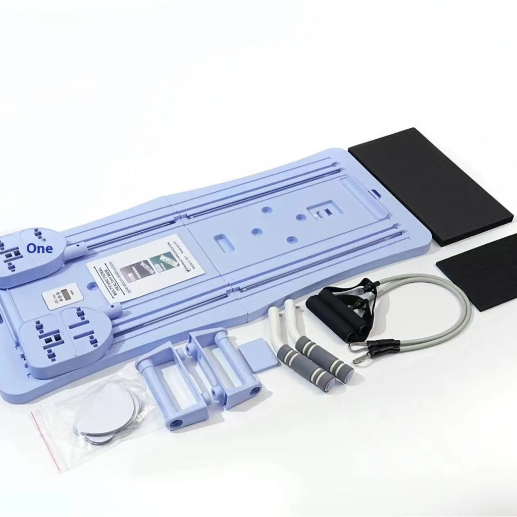 Purple foldable PP belly panel fitness board for core workouts on a floor.