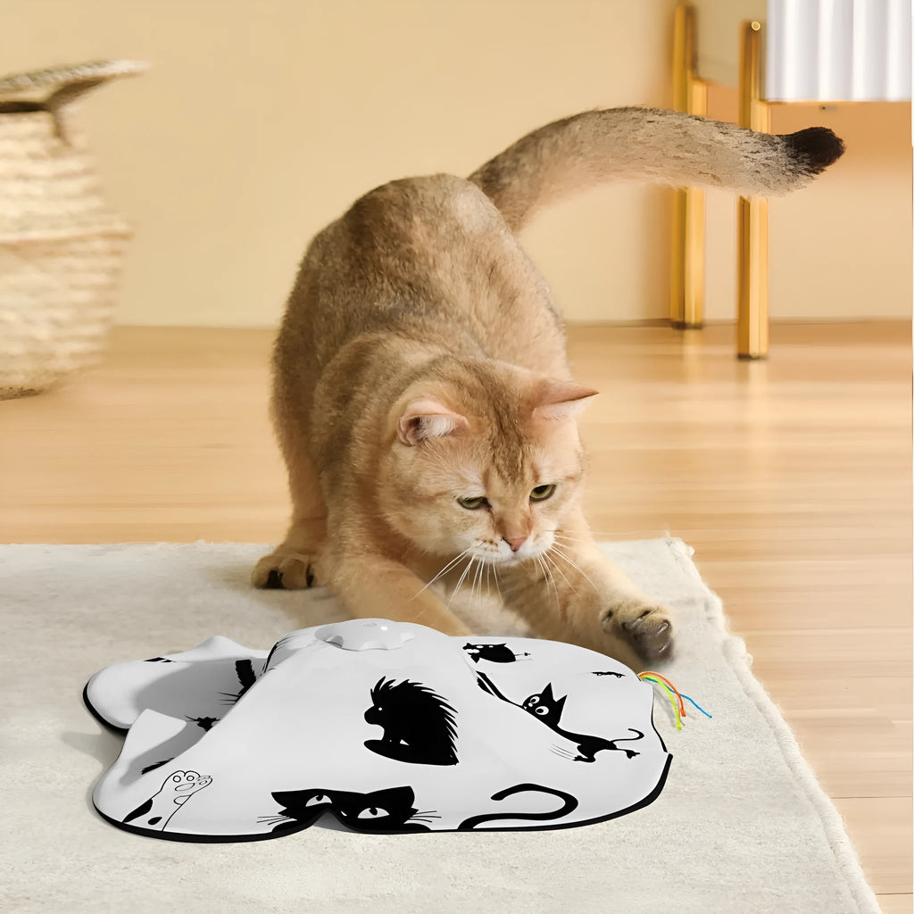 Self-Hi Relief interactive cat teaser toy with rotating feather on plastic base