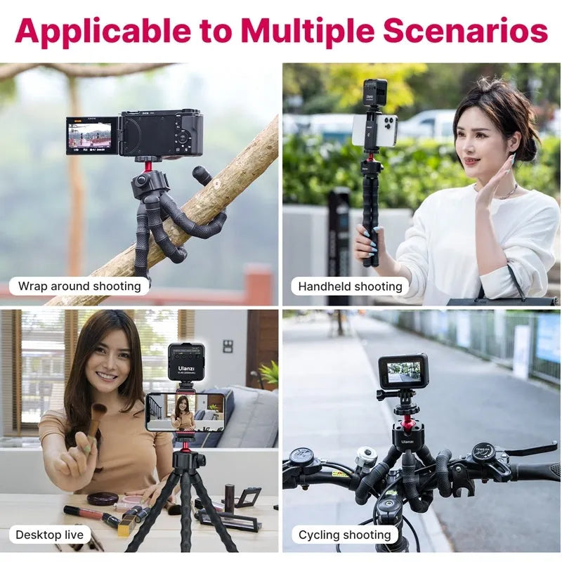 Aluminium tripod kit with extendable legs and mobile phone holder for photography and vlogging