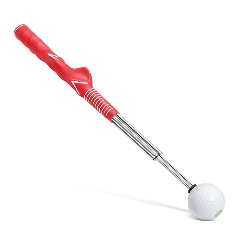 Telescopic stainless steel golf swing trainer in black colour with adjustable positions for practice