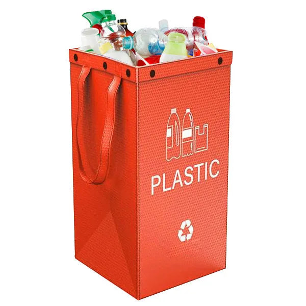 Blue 40-litre plastic handbag-style garbage bin for wet waste sorting.