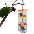 Clear acrylic bird foraging toy, 32cm long, for holding fruit and nuts.
