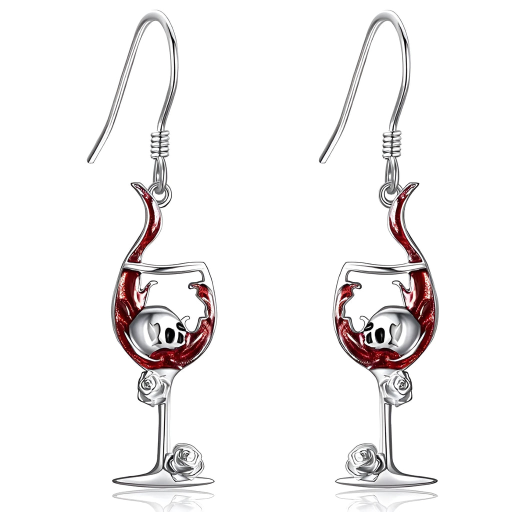 Geometric zinc alloy dangle earrings featuring a detailed Halloween skull charm with an electroplated metallic finish.